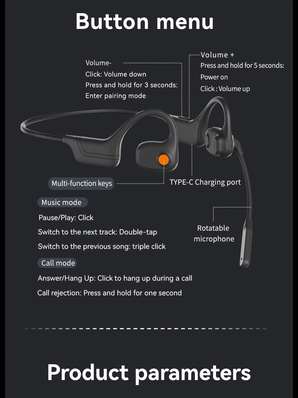 Open-Air Conduction Wireless Business Earphones Dual ENC Noise Canceling Microphones for Bedside Audio, Alarms and Room Entertainment