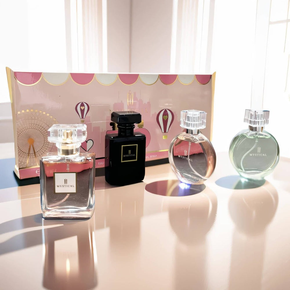 Perfume Gift Set for Women 4 Pieces – Mini Travel Fragrance Set Long Lasting, Unisex Cologne Spray Portable Gift Box for Mother's Day