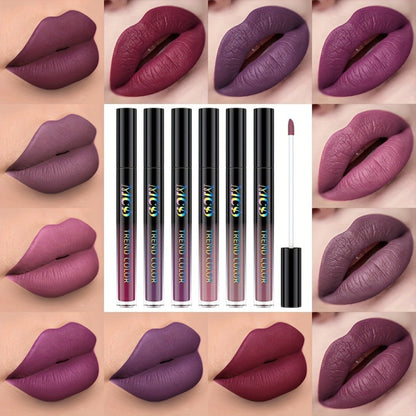 Matte Liquid Lipstick Set 6pcs Lip Glaze Non-Sticky Non-Drying Colorfast Velvet Finish, for Makeup, Travel and Everyday Vanity Use