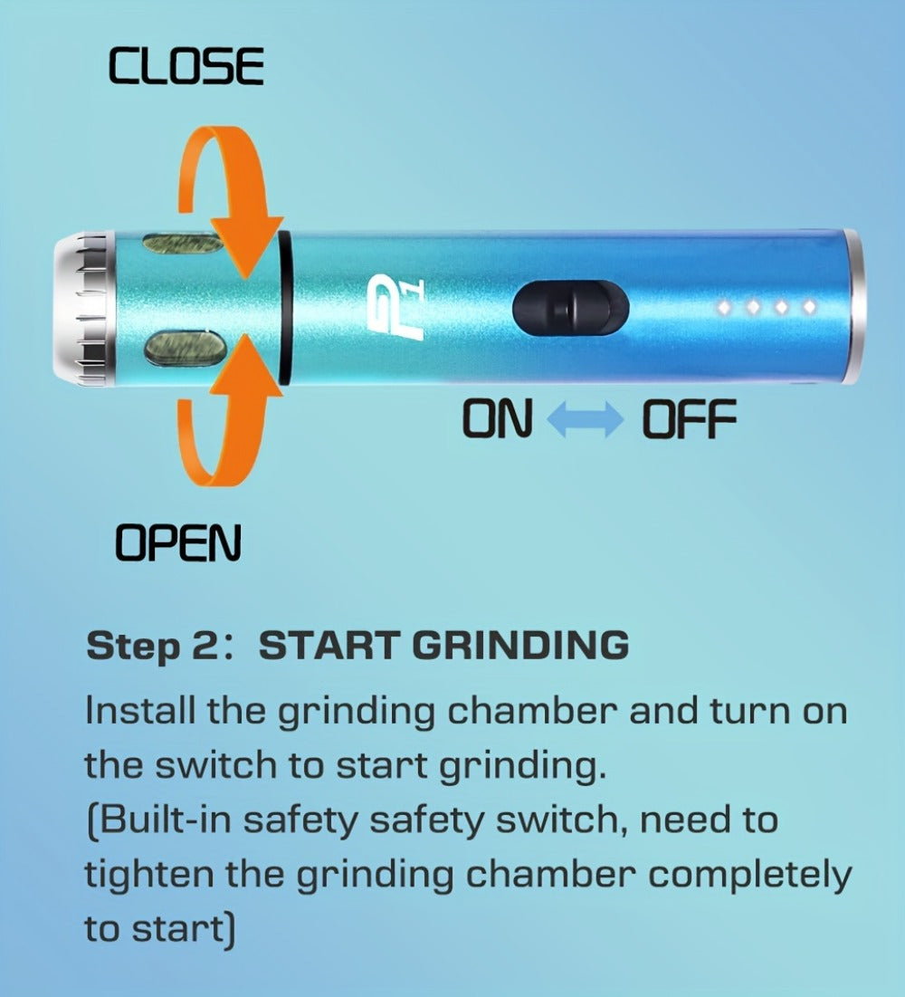 Electric Herb Grinder USB Rechargeable, Portable Spice Mill with One-Button Operation, Travel Bag