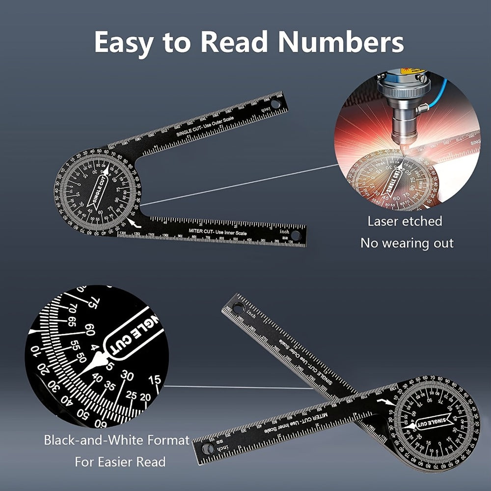 Miter Saw Protractor 7 Inch Aluminum 2-in-1 Professional Angle Finder CNC Machined Precision for Entryways, Bedrooms and Living Spaces