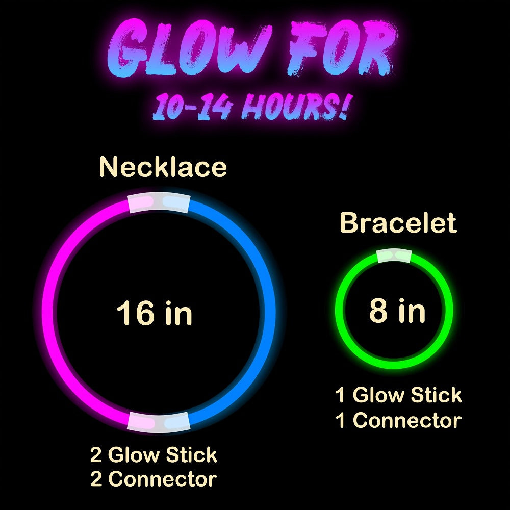 Glow Sticks Bulk 300 Pack 8 Inch Glow in the Dark Party Favors with Bracelet Connectors for Parties, Celebrations and Guest Favors