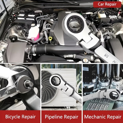 Ratchet Wrench Set 6-Piece Double-Ended Quick Release – Metric 8-17mm, 72-Tooth, Adjustable Combination Wrench Kit with Storage Bag