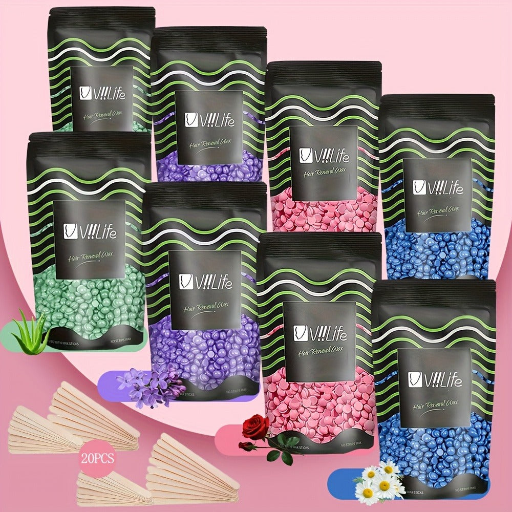 No Strip Hard Wax Beans for Brazilian Bikini Face Eyebrow Legs Underarms Full Body Hair Removal Home Waxing Kit for Women Men 50g per Bag 4