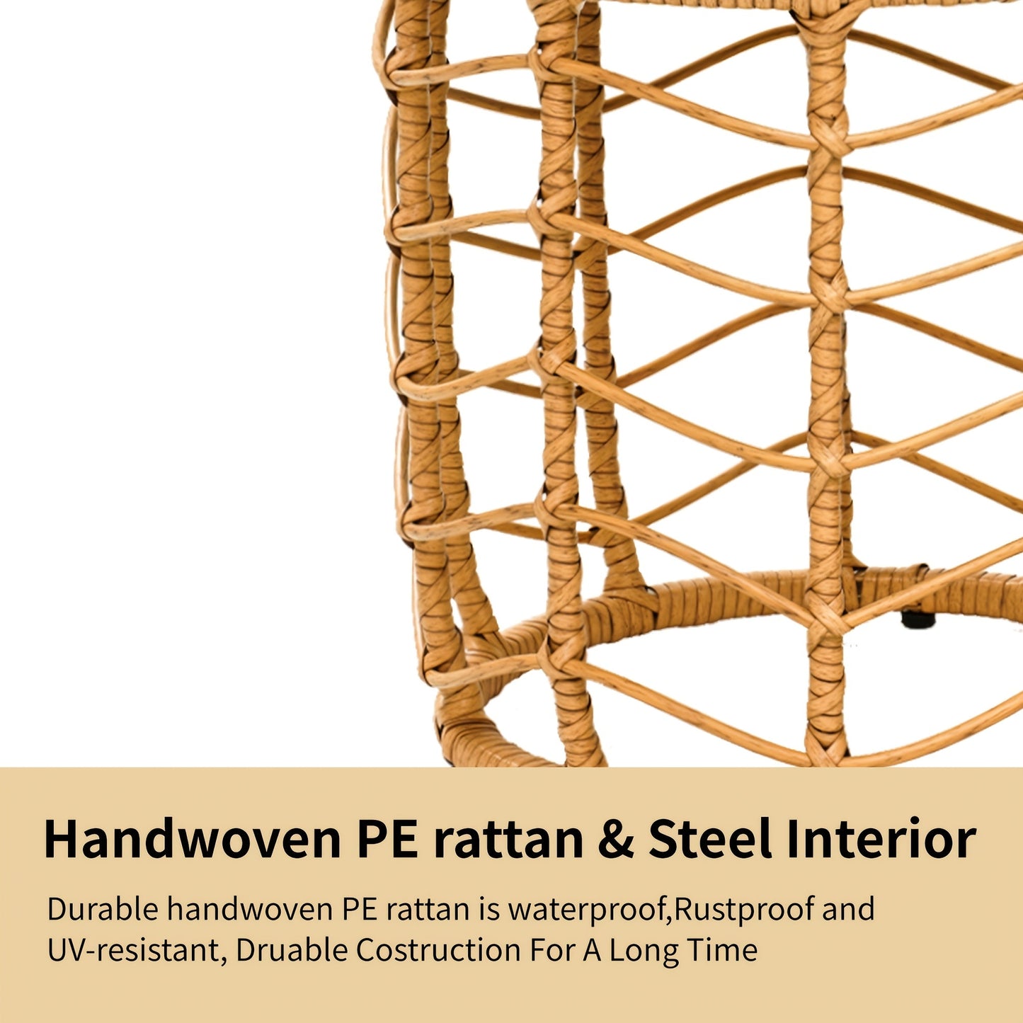 Outdoor Side Tables for Patio, Set of 2 Nesting PE Wicker Frames with Tempered Glass Tops for Patio or Balcony Layouts
