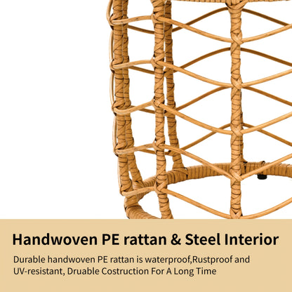 Outdoor Side Tables for Patio, Set of 2 Nesting PE Wicker Frames with Tempered Glass Tops for Patio or Balcony Layouts