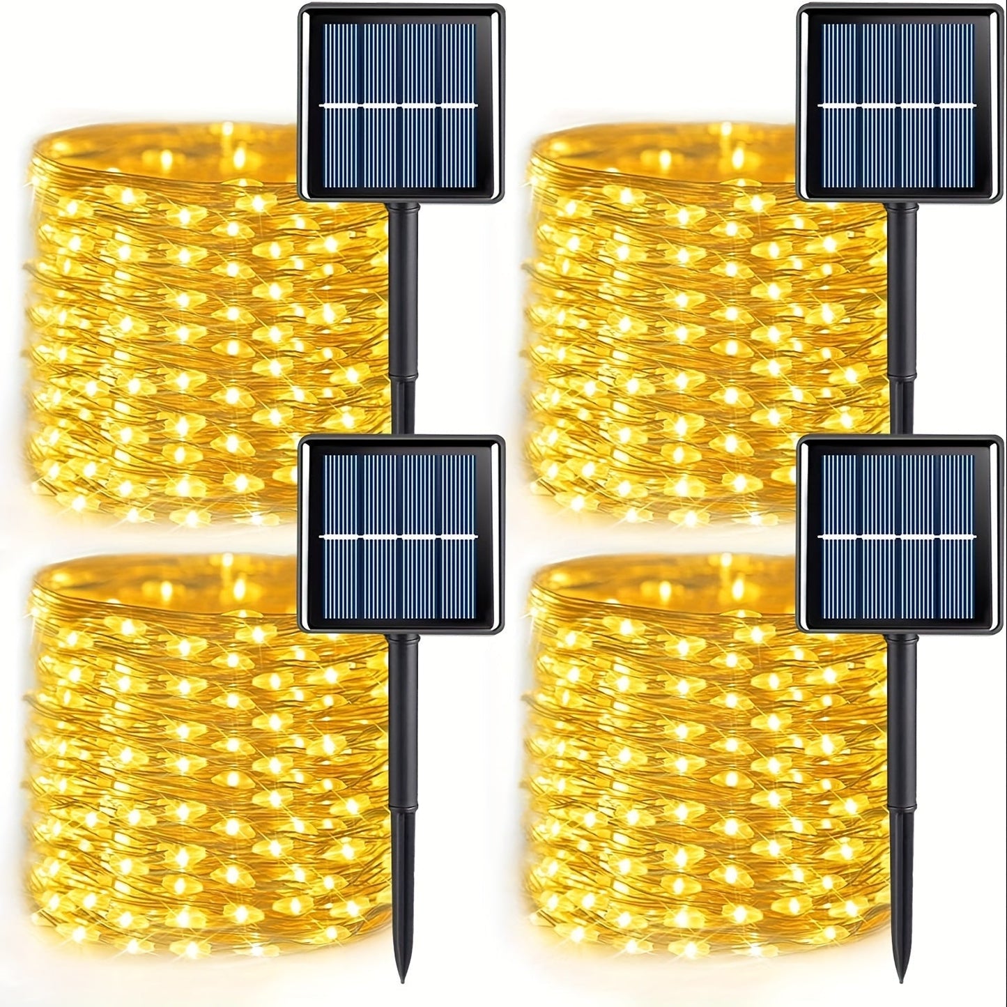 String Lights, 110-LED Solar Copper-Wire Fairy Lights with Eight Modes, Four Colors and 2-, 4- or 8-Pack Options