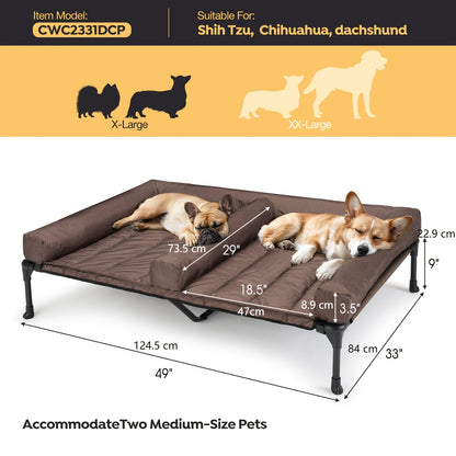 Elevated Cooling Dog Bed Double Slot – Veehoo XL/XXL Raised Pet Cot with Removable Cushion for 2 Medium Dogs | Breathable Teslin Mesh