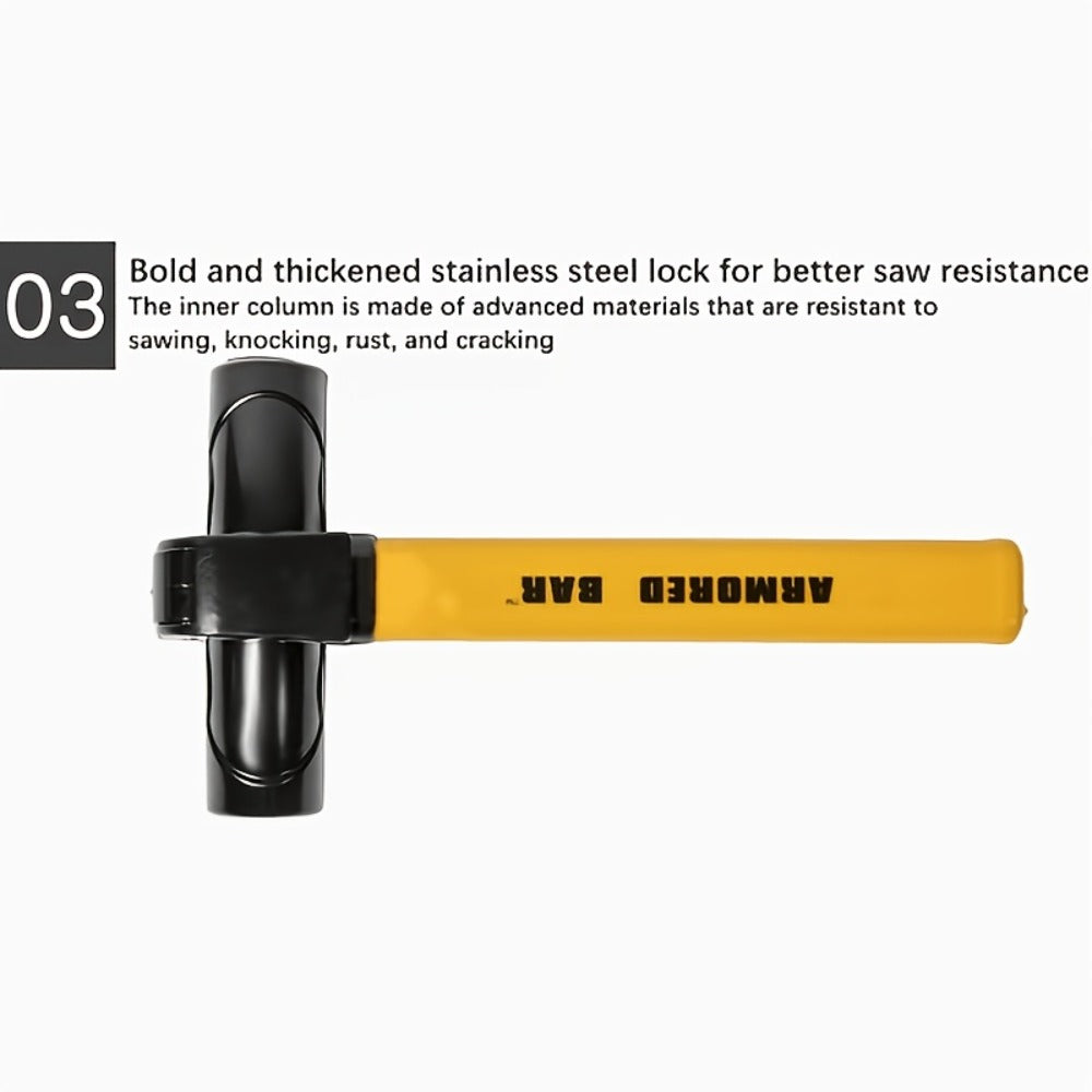 Universal Car Steering Wheel Lock Anti-Theft T-Bar – Heavy-Duty Thick Steel, Cut-Resistant, Computer-Coded Crescent Cylinder