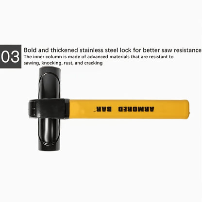 Universal Car Steering Wheel Lock Anti-Theft T-Bar – Heavy-Duty Thick Steel, Cut-Resistant, Computer-Coded Crescent Cylinder