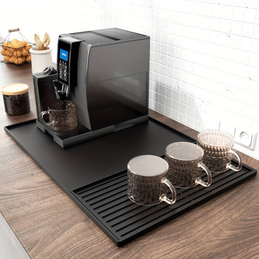 Coffee Bar Mat Silicone with Raised Edges 2-in-1 - Dish Drying Mat for Countertop, Coffee Maker Espresso Machine Mat