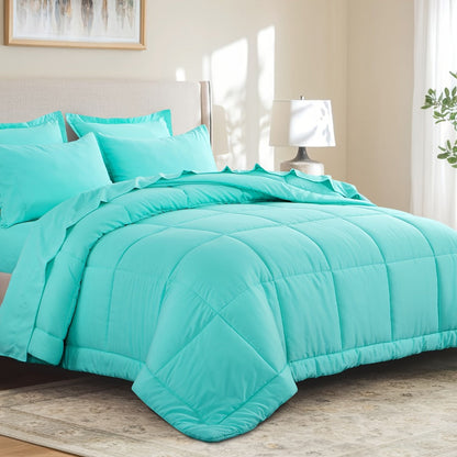7 Piece Comforter Set Luxury Soft Fluffy Bedding All Season Bed in a Bag with Comforter Fitted Sheet Flat Sheet Pillowcases Hypoallergenic