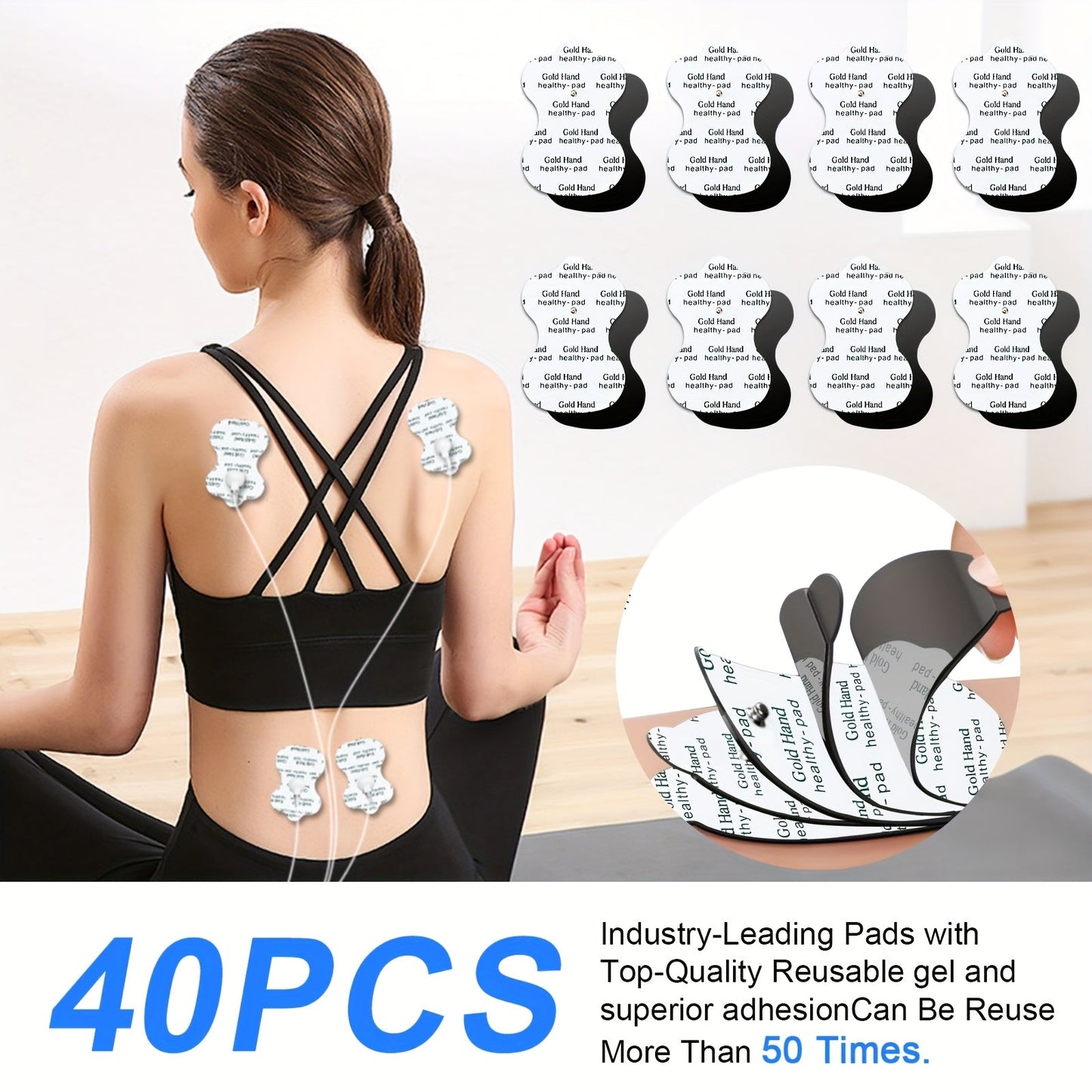 TENS EMS Electrode Pads 35mm Snap Reusable Replacement Pads Highly Conductive Latex Free for Entryways, Bedrooms and Living Spaces