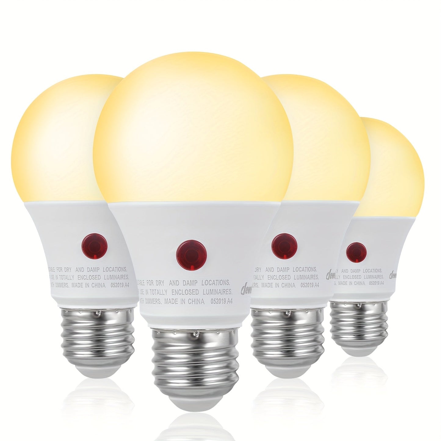 Dusk to Dawn Light Bulbs, A19 E26 Auto On Off Photocell Sensor LED Bulb 9W 60W Equivalent, for Home, Desk and Accent Lighting