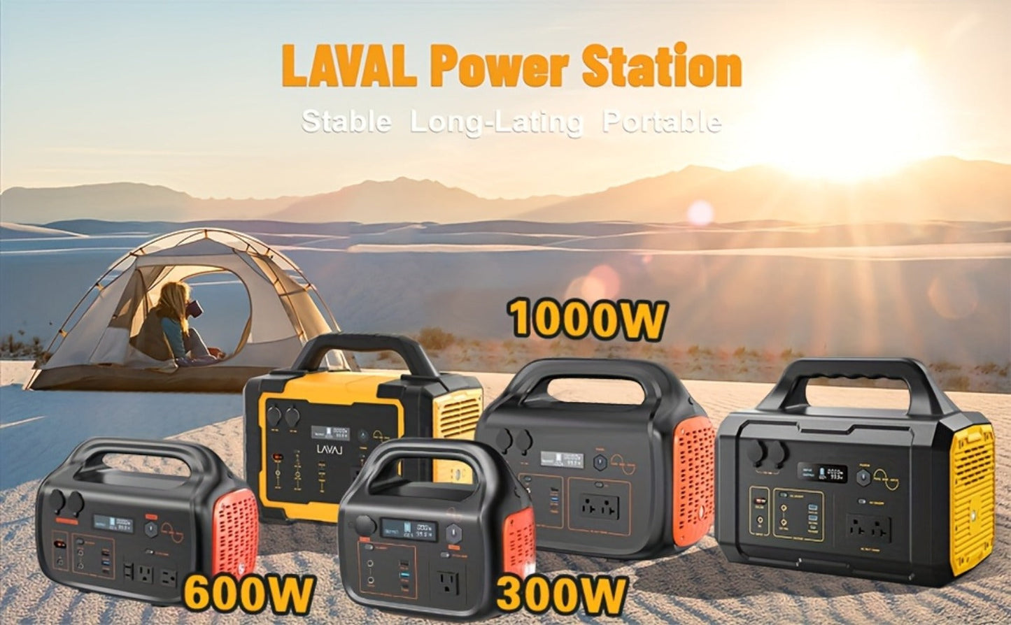 Portable Power Station 1075Wh/294Wh – 1000W/300W Solar Generator, Lithium Battery, 120V AC Outlet, for RV, Camping, Hiking