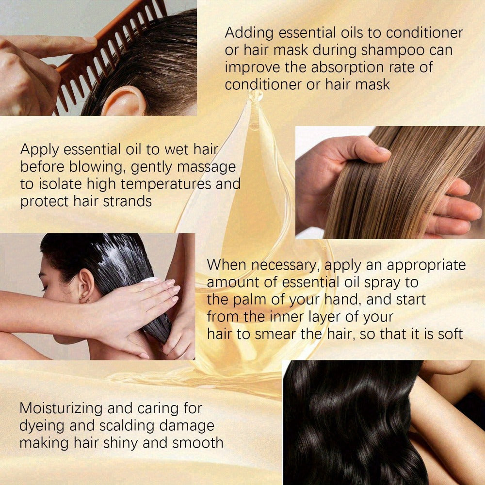 Anti-Frizz Hair Essential Oil Spray Smoothing & Conditioning Treatment for Dry, Damaged & Frizzy Hair