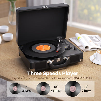 Bluetooth Vinyl Record Player with Built-in Speakers, Maio C200 3-Speed Belt-Driven Turntable, Hi-Fi Stereo Gramophone