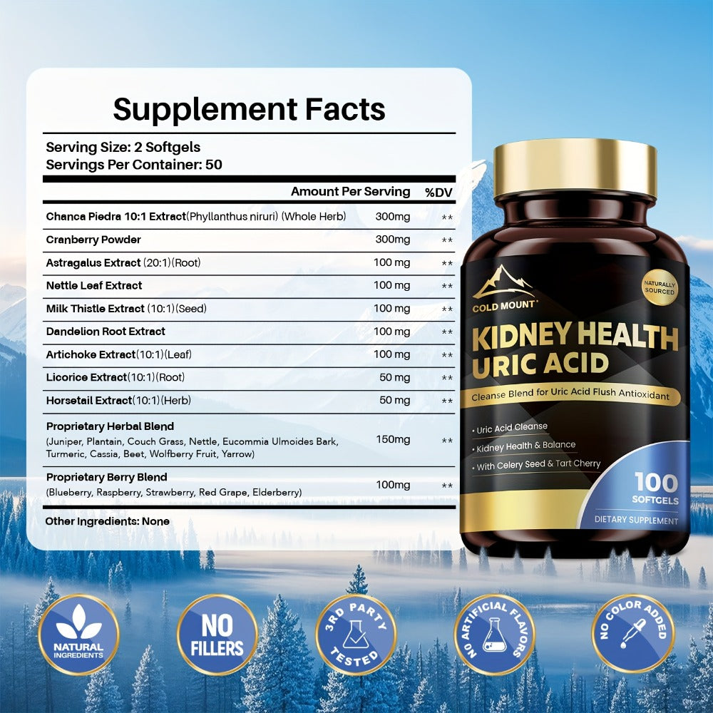 Uric Acid Balance Supplement 100 Capsules 50 Day Supply with Tart Cherry, Celery Seed & Citric Acid for Kidney Health