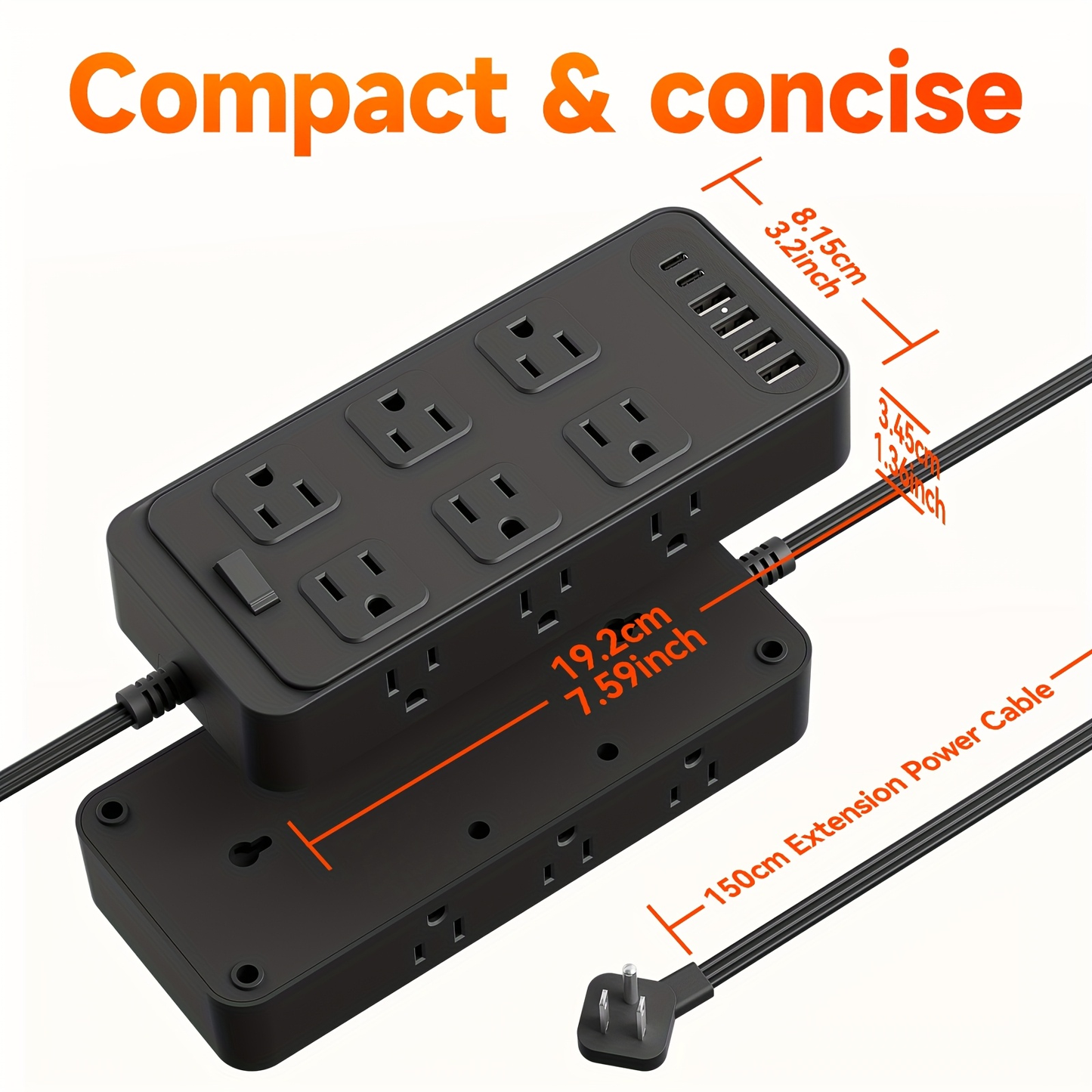 Charging Station 18-in-1 Power Strip Surge Protector 12 AC Outlets 6 USB Ports 4 USB-A 2 USB-C for an Everyday Personal Care Routine