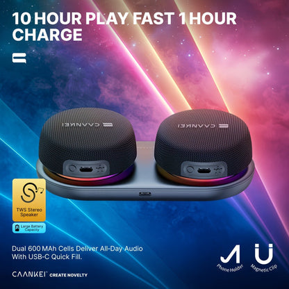 Portable Dual Speaker with Charging Base, Super Long Battery Life, Strong Bass Stereo Surround Sound