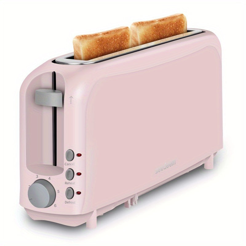 Slim Toaster 2-Slice – SEEDEEM 6-Setting Shade Control, Cancel, Reheat & Defrost, Removable Crumb Tray, 750W Compact Fits-Anywhere Design