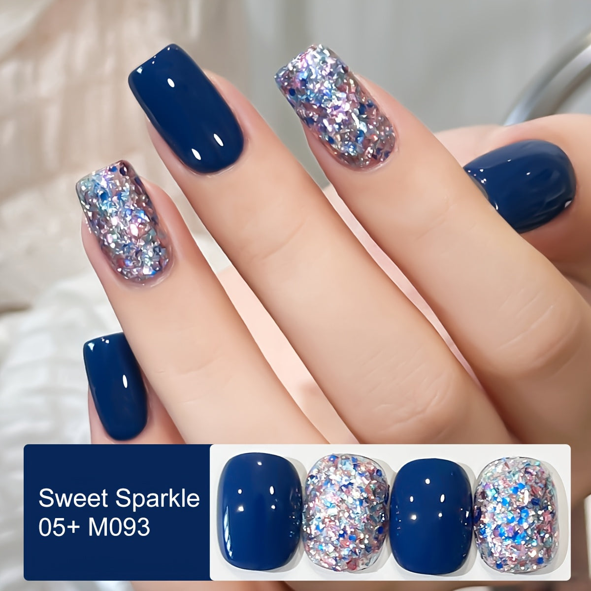 Gel Nail Polish Two-Color Candy Glitter Duo, 0.51 oz Each with Seven Shade Pair Options for UV/LED Curing