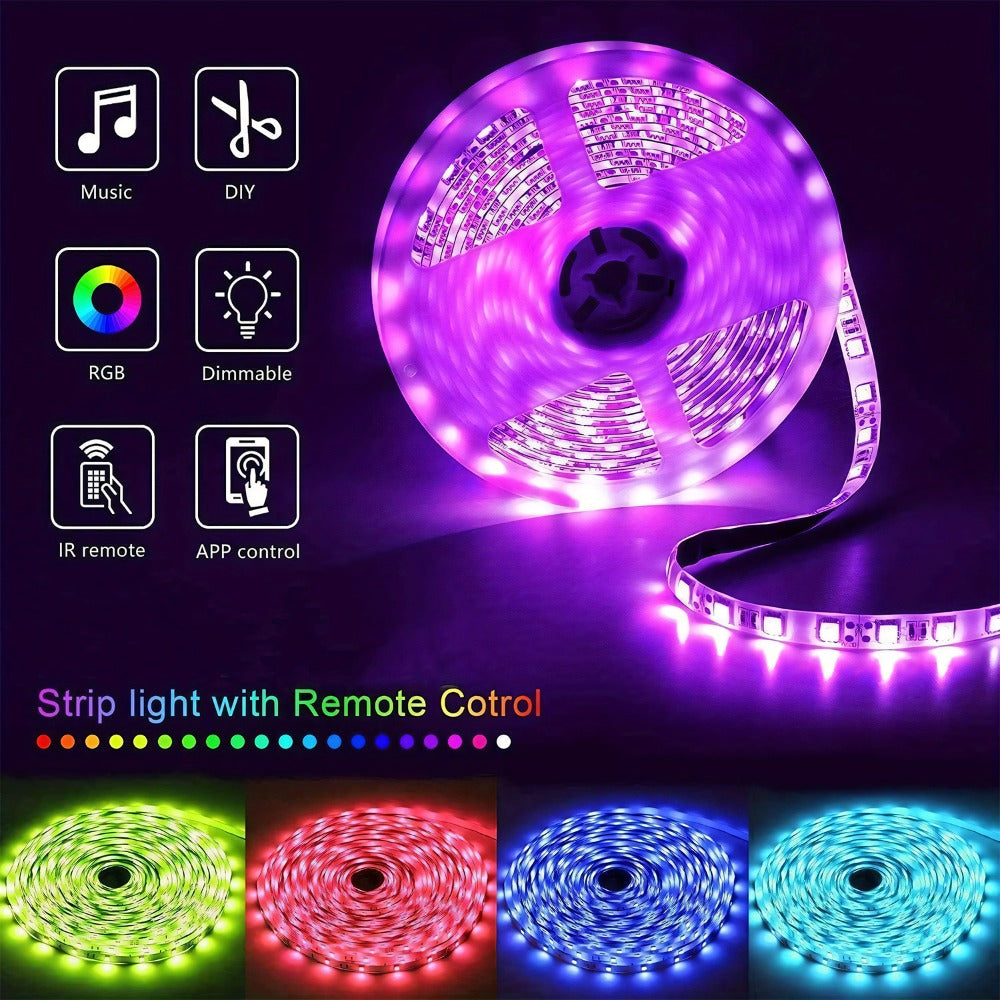 Music Sync LED Strip Lights with APP & 24-Key Remote - RGB Color Changing Built-in Mic for an Everyday Personal Care Routine