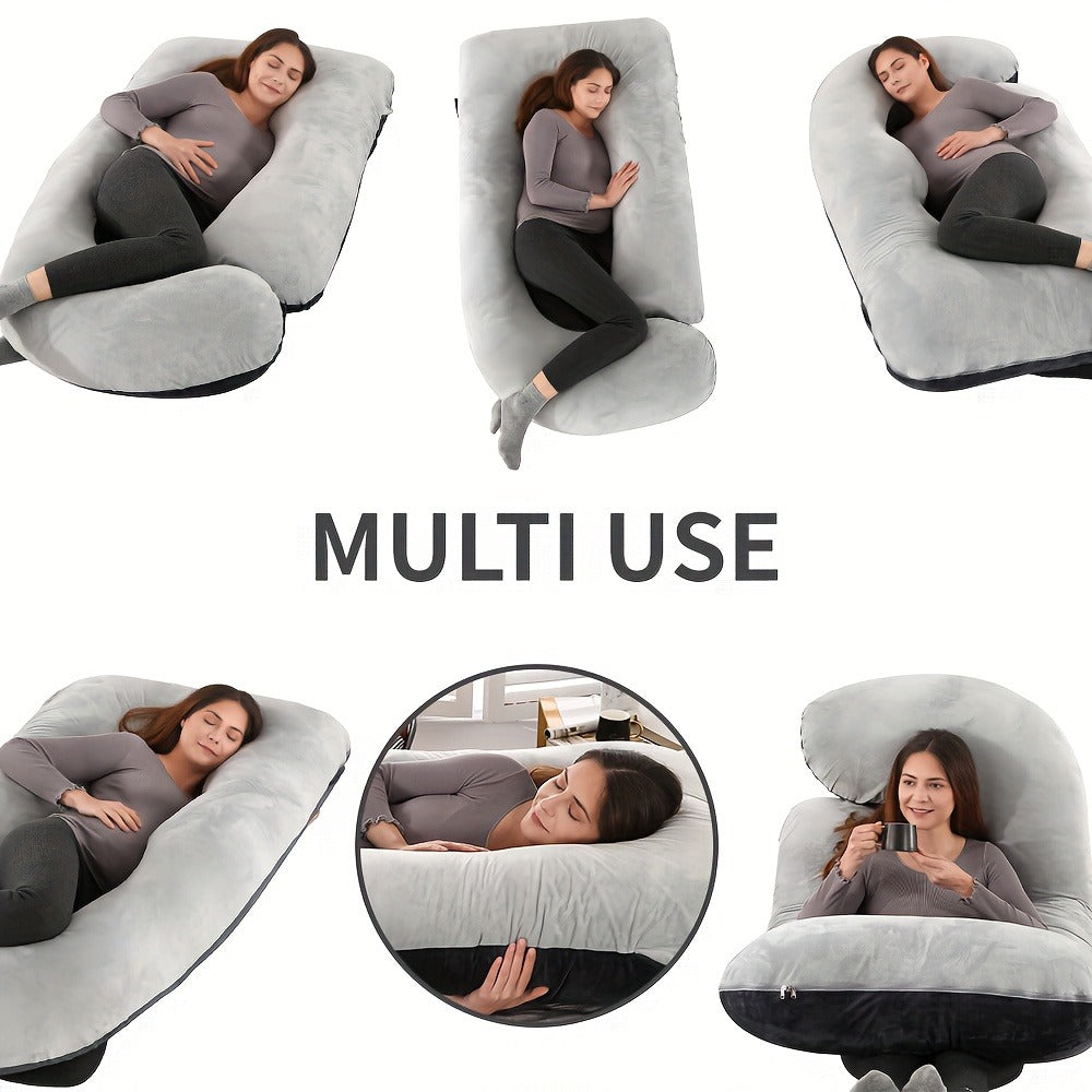 Pregnancy Pillow J-Shape 60 Inch Full Body Maternity Pillow with Velvet Cover for Entryways, Bedrooms and Living Spaces