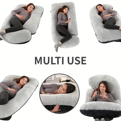Pregnancy Pillow J-Shape 60 Inch Full Body Maternity Pillow with Velvet Cover for Entryways, Bedrooms and Living Spaces