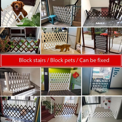 Expandable Wooden Pet Gate Fence Freestanding Retractable Indoor Outdoor Safety Barrier for Entryways, Bedrooms and Living Spaces