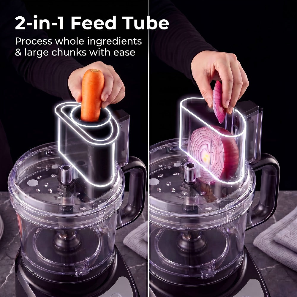 12 Cup Food Processor 6 Functions - Chopping, Slicing, Shredding, Purees & Dough, Large Electric Kitchen Food Processor for Meal Prep