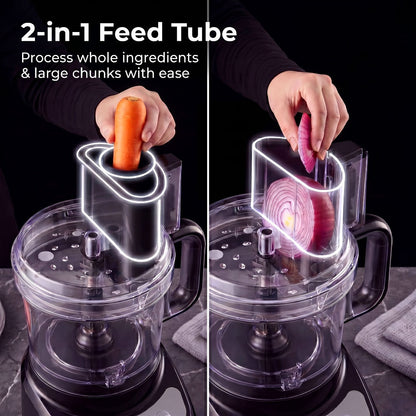 12 Cup Food Processor 6 Functions - Chopping, Slicing, Shredding, Purees & Dough, Large Electric Kitchen Food Processor for Meal Prep