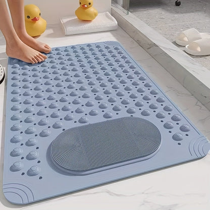 Bath Mat with Massage Buttons - PVC Shower Mat with Polka Dot Pattern, 0.35" Thick Rectangular Bathroom Safety Mat