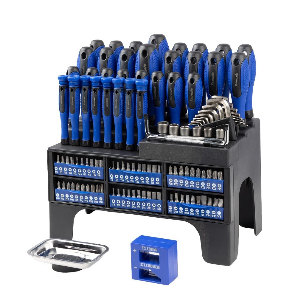Screwdriver and Bit Organizer Set with 100-, 118- or 126-Piece Color-Coded Rack Configurations