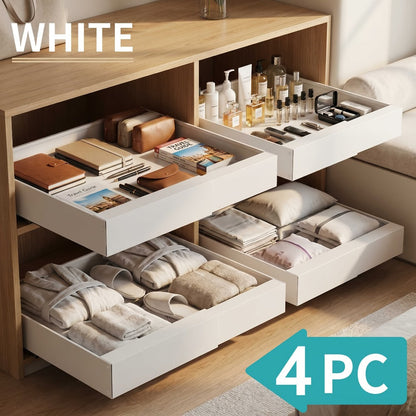 Expandable Pull-Out Cabinet Organizer with 12.6-20.5 Inch Width, Three-Track Slides and 2- or 4-Drawer Options