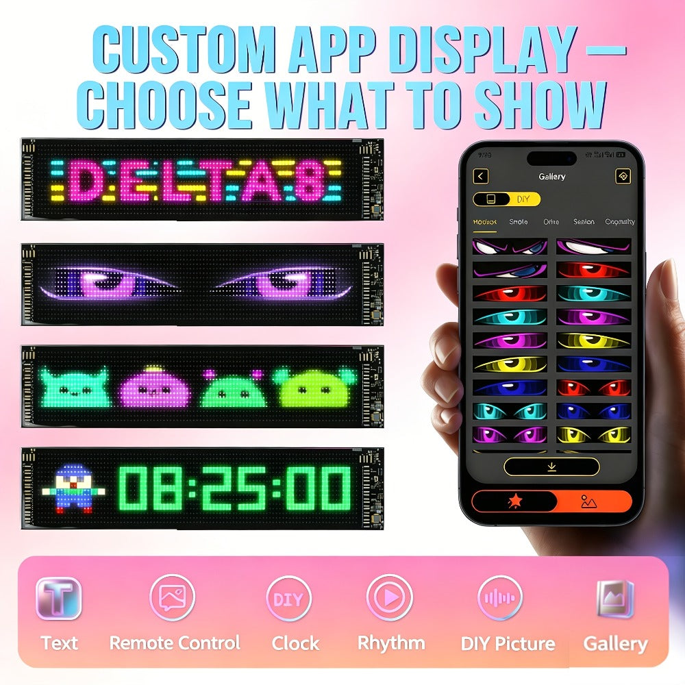 LED Scrolling Sign App Controlled Flexible LED Matrix Display Panel Programmable Animated for Entryways, Bedrooms and Living Spaces