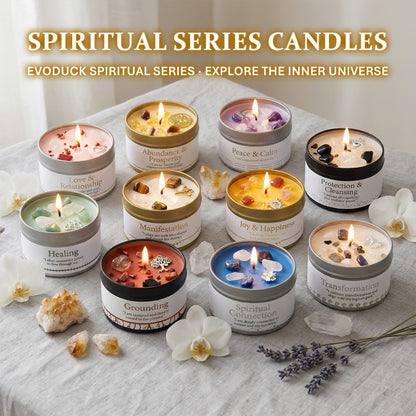 Crystal-Style Tin Candle with Eleven Intention Labels and One- or Two-Piece Checkout Options