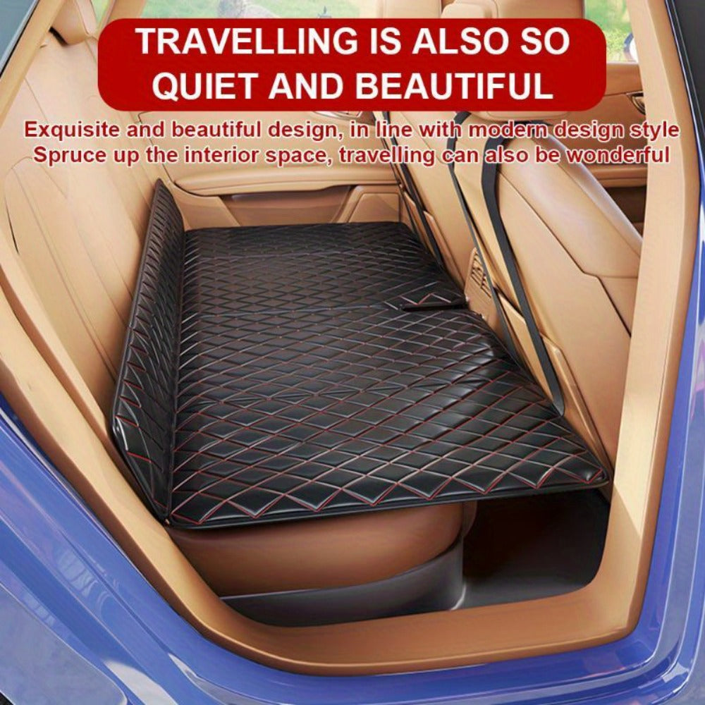 Car Mattress Foldable Back Seat Sleeping Pad Thickened Faux Leather Non-Inflatable Universal Sedan Bed for Travel Camping Afternoon Nap Road