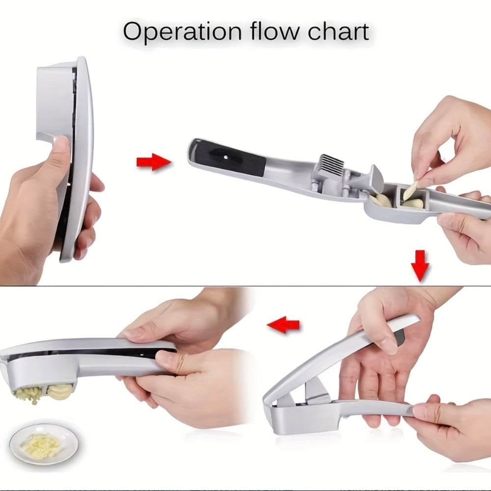 Garlic Press 2-in-1 Garlic Mincer and Slicer Stainless Steel Manual Garlic Crusher Presser for Fine Mince Puree Kitchen Tool for Home