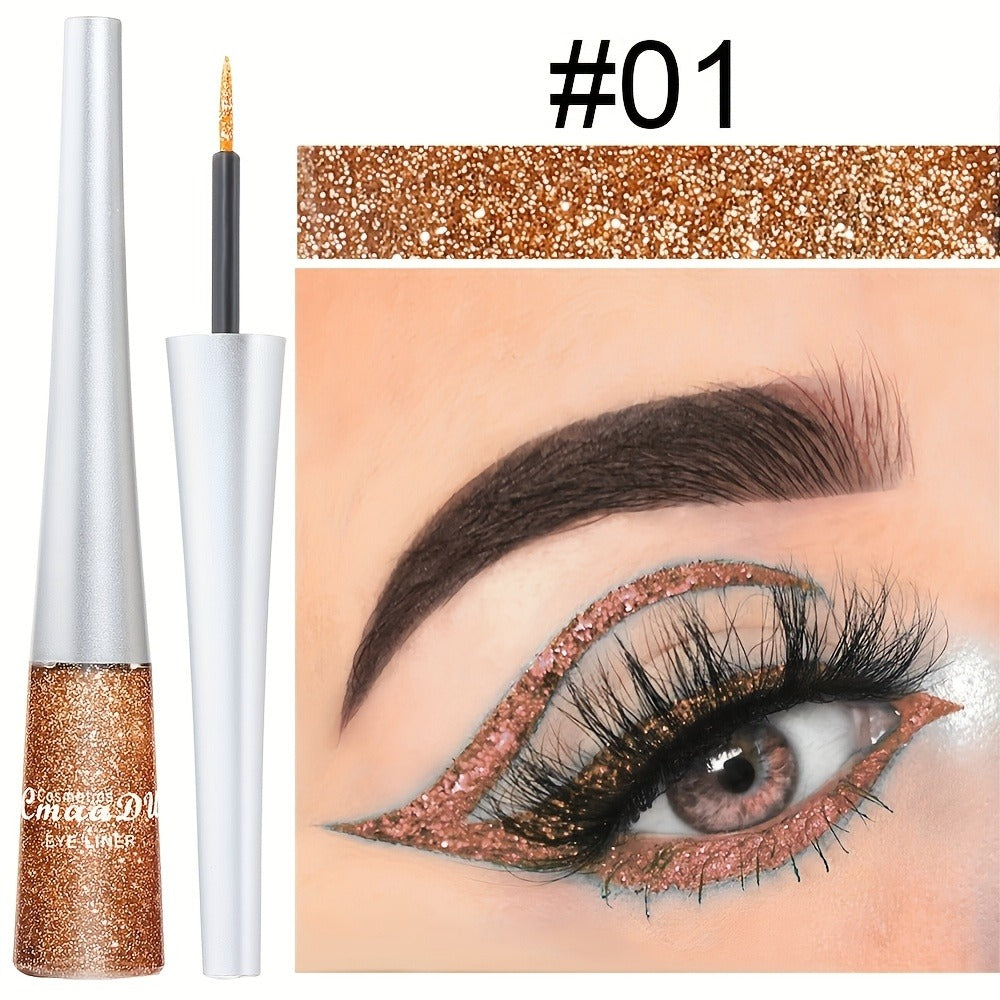 Glitter Liquid Eyeliner Set 16 Colors Waterproof Shimmer Metallic Eye Liner Pen Kit – Long-Lasting Smudge-Proof Sparkle Eye Makeup for Party