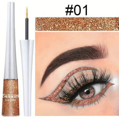 Glitter Liquid Eyeliner Set 16 Colors Waterproof Shimmer Metallic Eye Liner Pen Kit – Long-Lasting Smudge-Proof Sparkle Eye Makeup for Party