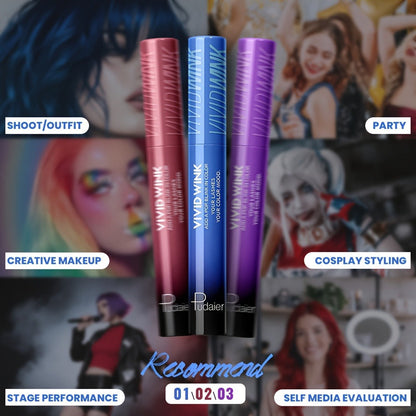 Colored Mascara in Five Numbered Shades with Slim Color-Coordinated Tubes and Integrated Comb-Style Wands
