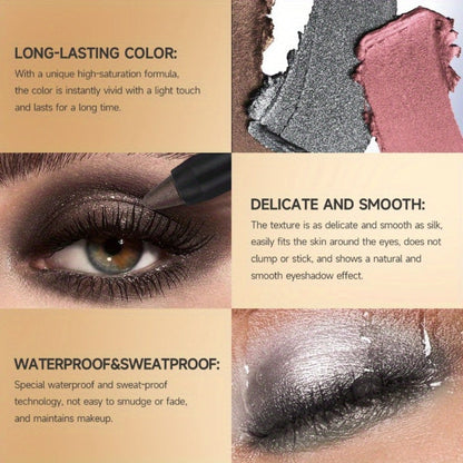 Metallic Eyeshadow Stick Set 9pcs Waterproof Long-Lasting Eye Makeup Kit – Shimmer Crayon Eye Brightener Highlighter & Eyeliner Pen