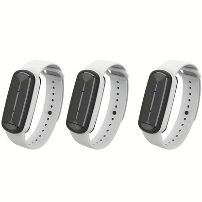 Ultrasonic Mosquito Bracelet 3-Pack, USB Rechargeable Intelligent Bug Wristband for Camping, Outdoor