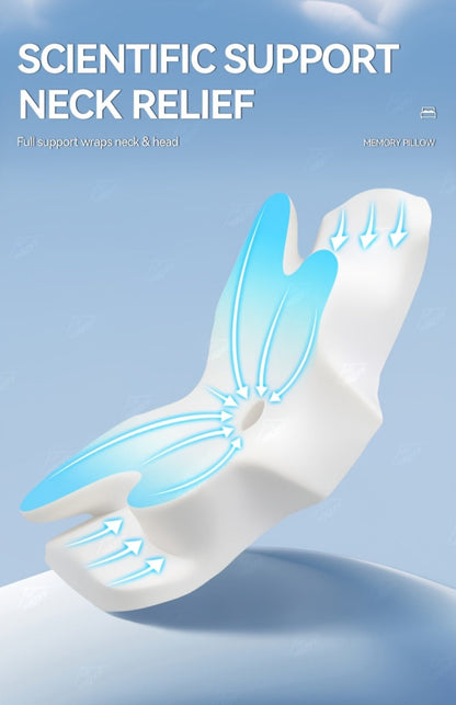Cervical Neck Pillow for Sleeping - Butterfly Contour Memory Foam Support for Back & Side Sleepers