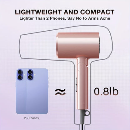 1875W Ionic Travel Hair Dryer Foldable with Diffuser & Concentrator Nozzle – Brushless Motor, 3 Heat Settings, 2 Speeds