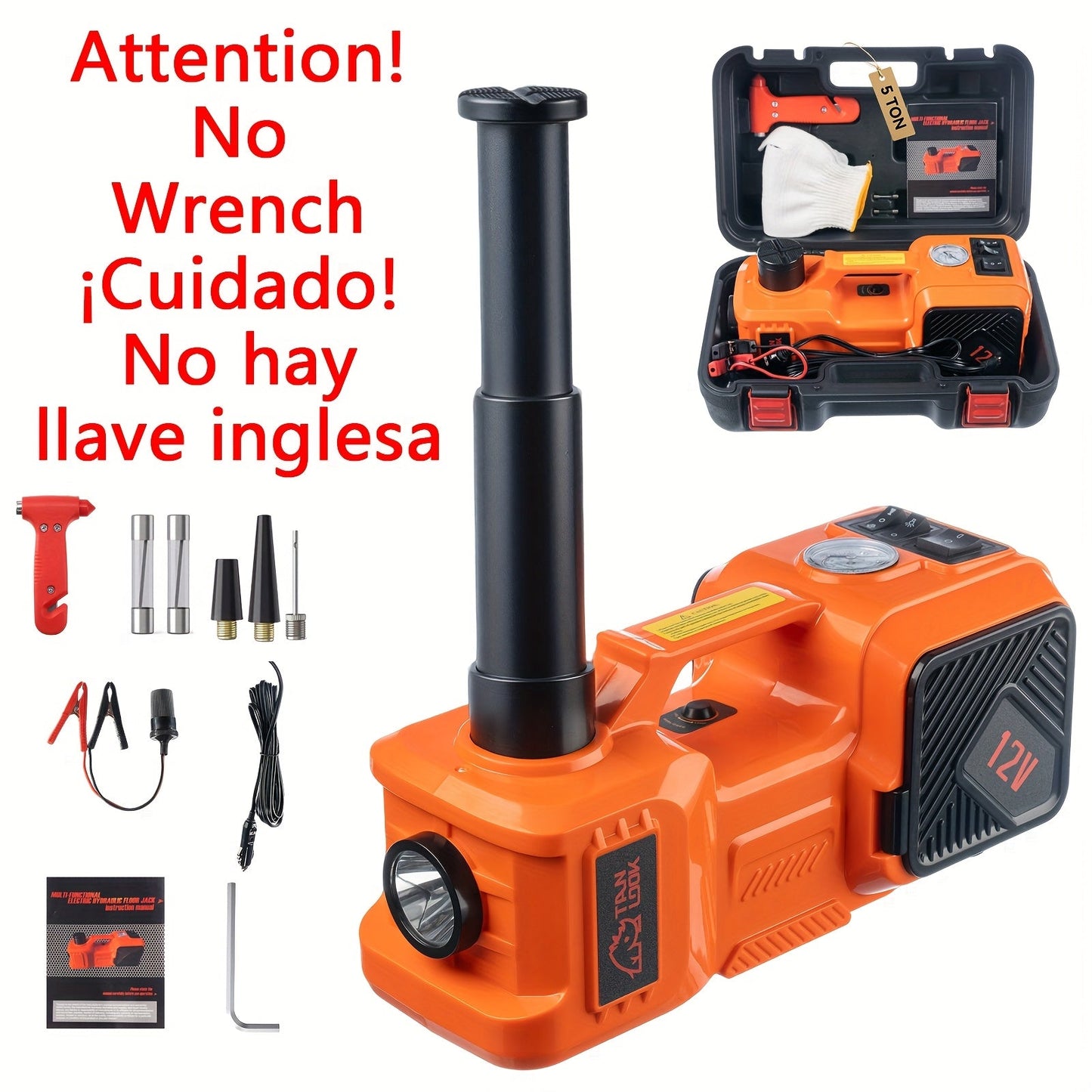 5 Ton Electric Hydraulic Car Jack with Built-in Air Pump – Portable Car Lift for SUV MPV Truck, Tire Replacement & Emergency Roadside Use