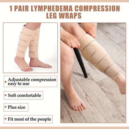 Compression Leg Wraps 2pcs Adjustable Lower Leg Support – Shin Splint Wrap for Leg Heaviness, Fatigue & Swelling Relief
