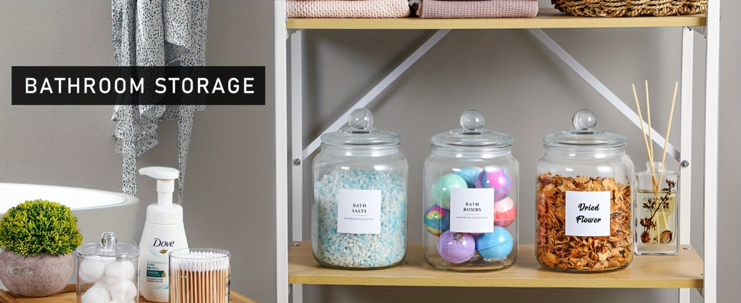 Airtight Glass Jars with Lids Labels and Spoons Half Gallon Storage Canisters for Laundry Detergent Pods Scent Booster Beads Kitchen Pantry