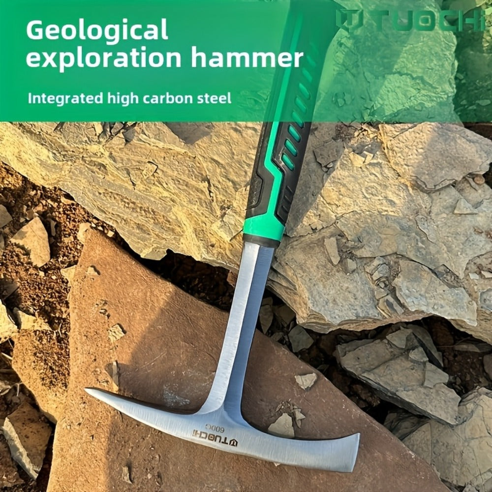 Geological Pick Hammer High Carbon Steel 28oz Flat Head Rock Hammer with Comfortable Handle for Entryways, Bedrooms and Living Spaces
